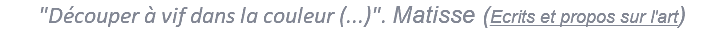  "Découper à vif dans la couleur (...)". Matisse (Ecrits et propos sur l'art)