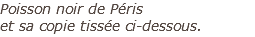 Poisson noir de Péris  et sa copie tissée ci-dessous.